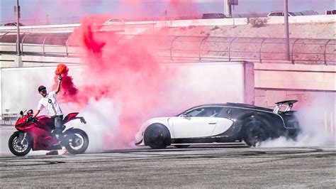 Bugatti Drifting Around Ducati Burnout Epic Stunt Youtube