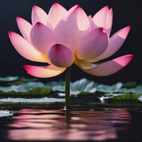 Premium Ai Image Pink Lotus Flower Floating On Calm Water