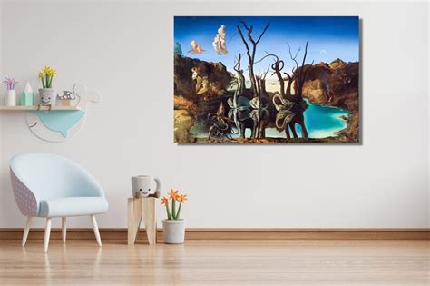 Salvador Dali Schwäne Die Elefanten Reflektieren Wandkunst Dali