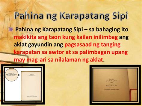 Mga salitang nagsasaad ng pangalan ng tao, hayop, bagay, pook, katangian, pangyayari, atbp. Bahagi ng aklat