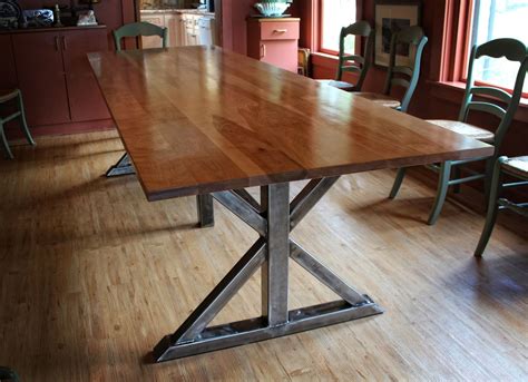 Handmade Birch And Steel Trestle Dining Table By Higgins Fabrication