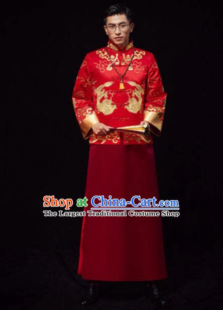 Traditional Chinese Red Wedding Clothing For Men
