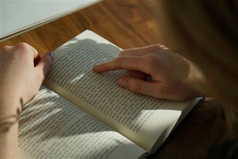 Woman Reads Book Wooden Desk Free Photo Rawpixel