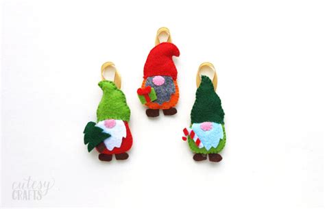 Felt Gnome Ornaments With Free Patterns Cutesy Crafts