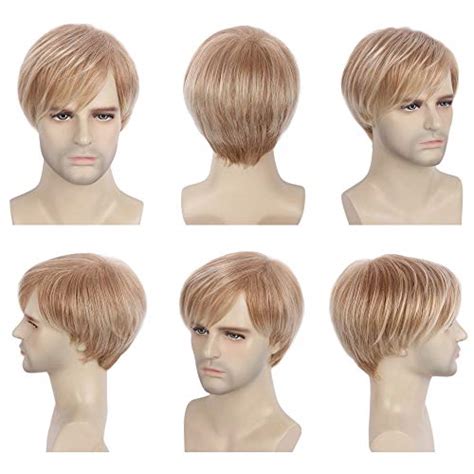 Stfantasy Mens Wig Ombre Blonde Short Straight Synthetic Hair For Male