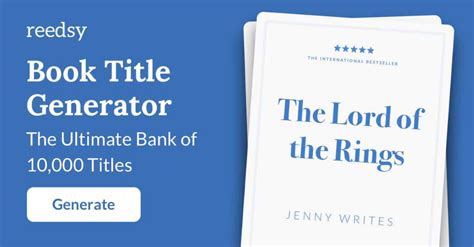 Fantasy Book Title Generator The Ultimate Bank Of 10000 Titles