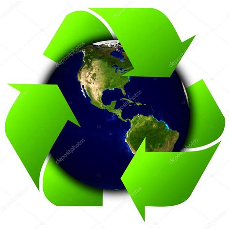 Earth With Recycle Signs Arrow Around The Eco Globe Stock Photo