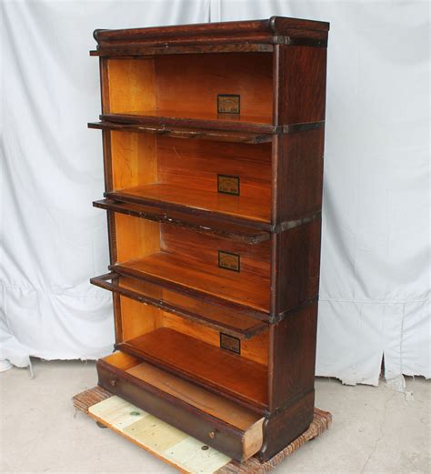 Bargain John's Antiques | Antique Oak Bookcase 4 sections with drawer ...
