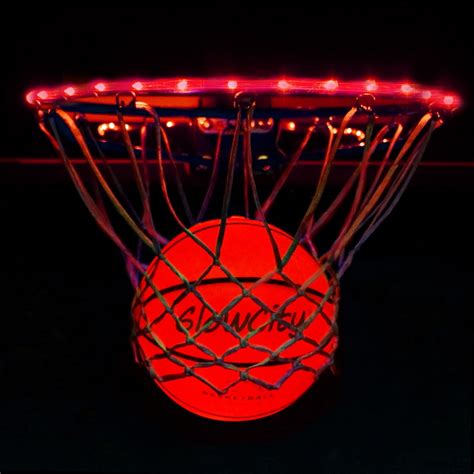 Glowcity Ultra Bright Led Basketball With Glow In The Dark Led Rim Kit Red