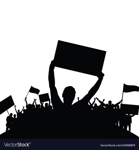 Protest People Silhouette Royalty Free Vector Image