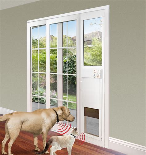 This is the most common option for installing a pet door in a timber door, wall or glass sliding door. POWER PET Electronic Pet Door For Sliding Glass Patio Doors.