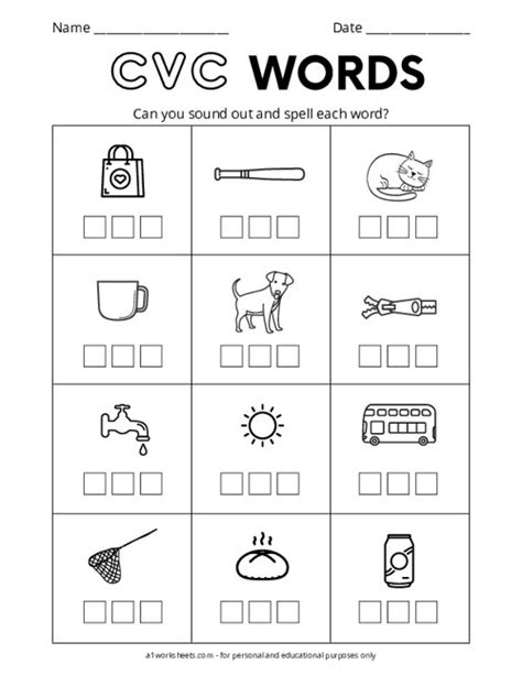 Worksheets With Cvc Words