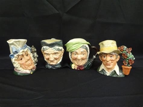 lot detail 4 royal doulton large character mugs granny gardener cook and cheshire cat