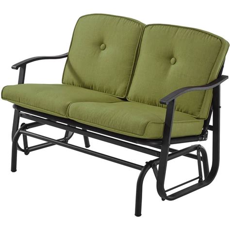 Patio Glider Bench Green 2 Seats Chair Outdoor Furniture Deck Porch