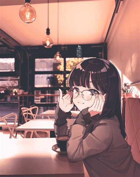 Coffee Anime Girl Cafe Kawaii Girl Cute Anime Good Vibes