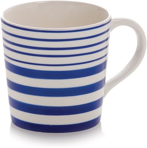 Hues And Brews 14 Ounce Mug Stripes Ocean Blue Set Of 4