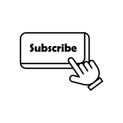 Subscribe Button And Pointed Hand Outline Icon Illustration On White