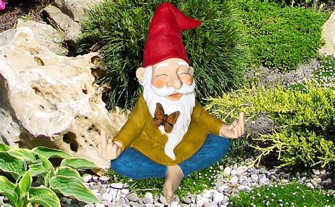 Garden Gnome Zen Gnome Statue Inch Tall Hand Painted Lawn