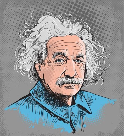Albert Einstein Colored Portrait Illustration Line Art Vector Albert