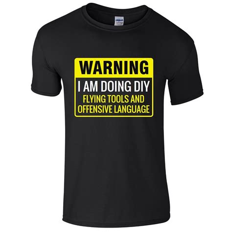 Warning I Am Doing Diy Mens T Shirt S 3xl Funny Printed Novelty Joke