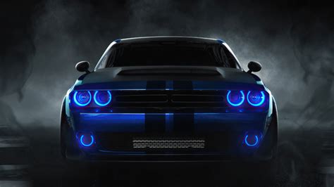 Dodge Challenger Angel Blue Lights 4k Hd Cars 4k Wallpapers Images