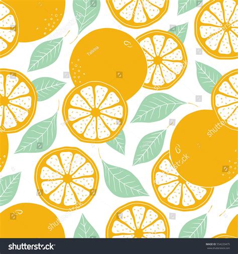 Fresh Oranges Background Hand Drawn Icons Doodle Wallpaper Vector