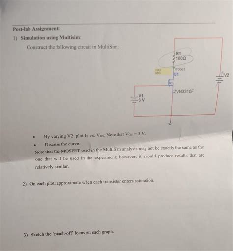 Solved Post Lab Assignment 1 Simulation Using Multisim