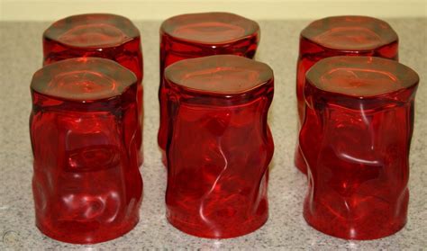 Vintage Ruby Red Drinking Glass Set Of 6 1758860744
