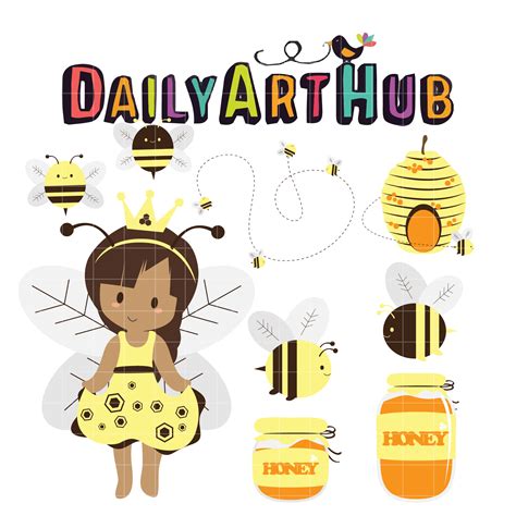 Cute Queen Bee Clip Art Set Daily Art Hub Free Clip