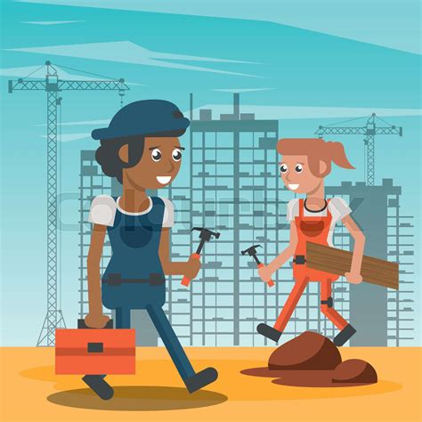 Construction Workers Cartoons Stock Vector Colourbox
