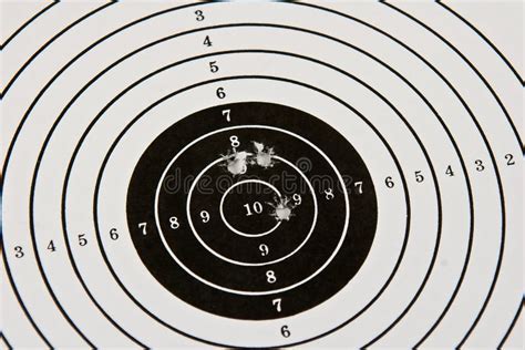 Bulls Eye Target With Bullet Holes Stock Photo Image Of Center