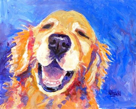 Golden Retriever Dog Art Print Of Original Acrylic Painting Etsy