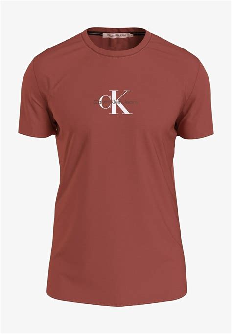 Calvin Klein Jeans T Shirt Con Stampa Dark Redrosso Scuro Zalandoit