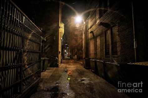 Dark And Eerie Chicago Alley At Night Photograph By Bruno Passigatti
