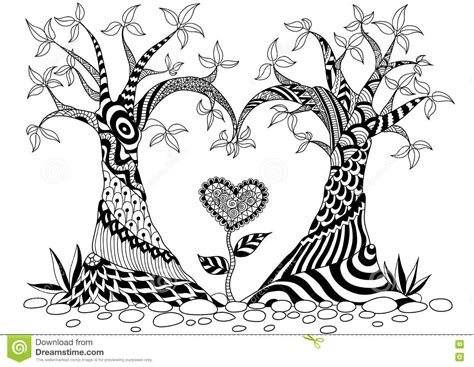The lines in the picture besides function to form a picture also serves to teach children to feel the cause and effect when coloring out of the line. Abstract Trees In Heart Shape Stock Vector - Illustration ...