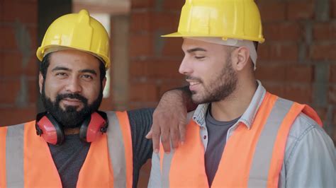 People Working In Construction Site Portrait Stock Footage Sbv