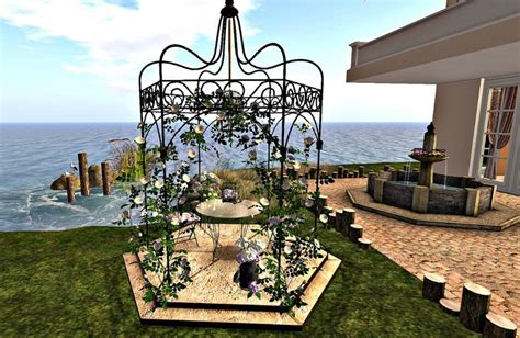 Second Life Marketplace Cj Alexa Iron Patio Set With Gazebo ~ C M