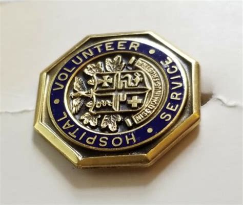 Vintage Hospital Volunteer Service Pin Badge Nisi Dominus Frustra Blue