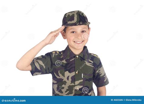 Saluting Soldier Young Boy Dressed Like A Soldier Stock Photography