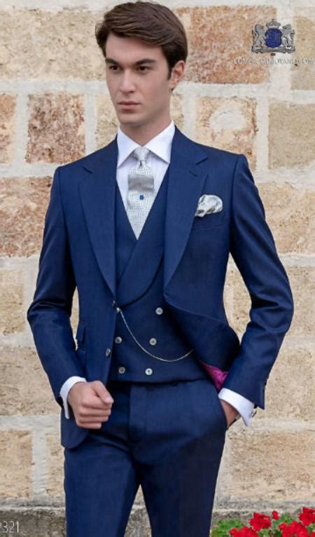 notch lapel two button royal blue groom wedding tuxedo