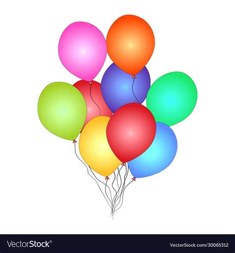 Bunch Helium Balloon Isolated On White Royalty Free Vector