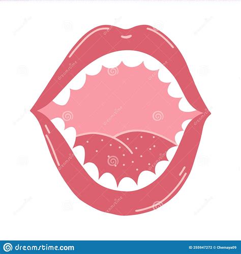 Open Mouth With Teeth In Cartoon Flat Style Hand Drawn Vector
