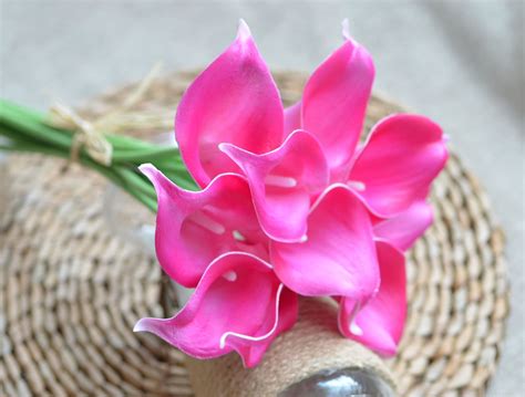 Hot Pink Fuchsia Calla Lilies Real Touch Flowers Diy Silk Etsy