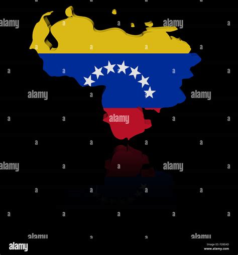 Mapa De Venezuela Bandera Con Reflexión Ilustración Fotografía De Stock