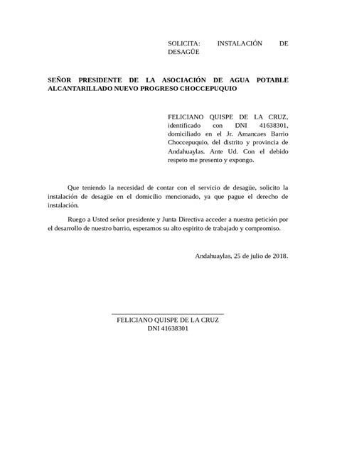 Carta De Solicitud De Drenaje Jmasc Inicio Junta Municipal De Aguas Y