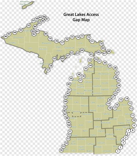 Map Of Michigan Showing Great Lakes Shoreline Public Red State