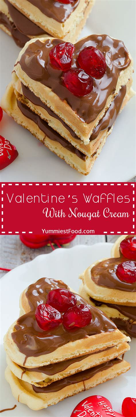 valentine s waffles with nougat cream