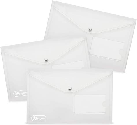 Plastic Envelopes Agoer 24 Pack Clear Plastic Poly Envelope With Button Snap Closure A5 Clear