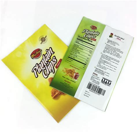 Plastic Plantain Banana Chips Snacks Packaging Bags For Potato Chips