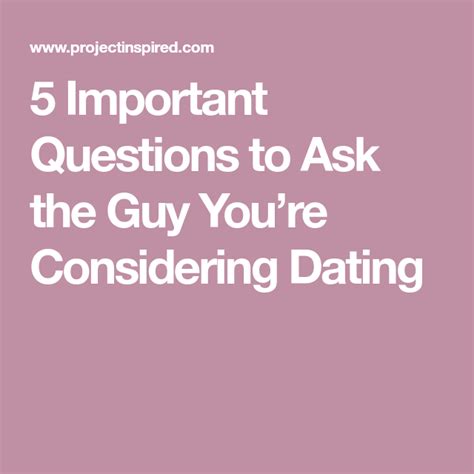 Here's the perfect list of interesting questions to ask a guy, whether it's a first date or a text. 5 Important Questions to Ask the Guy You're Considering ...